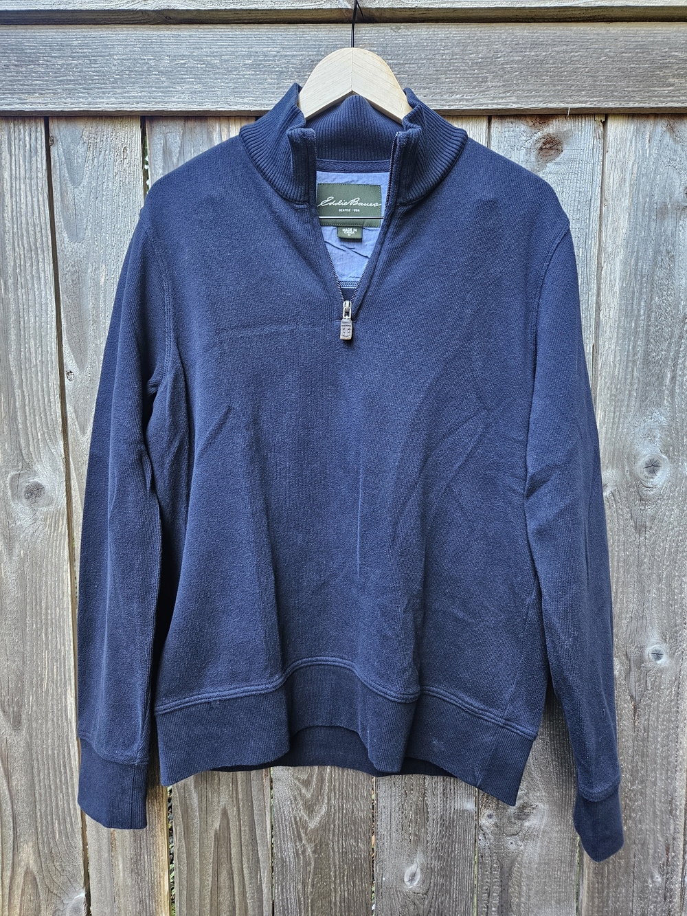 Eddie Bauer Quarter-Zip Sweater - Navy Blue | 100% Cotton
